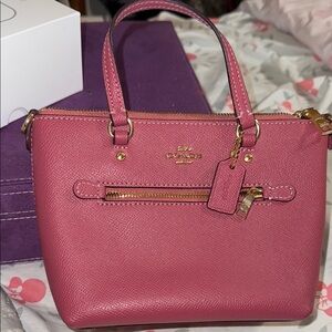 Coach Pink Satchel with Gold Accents